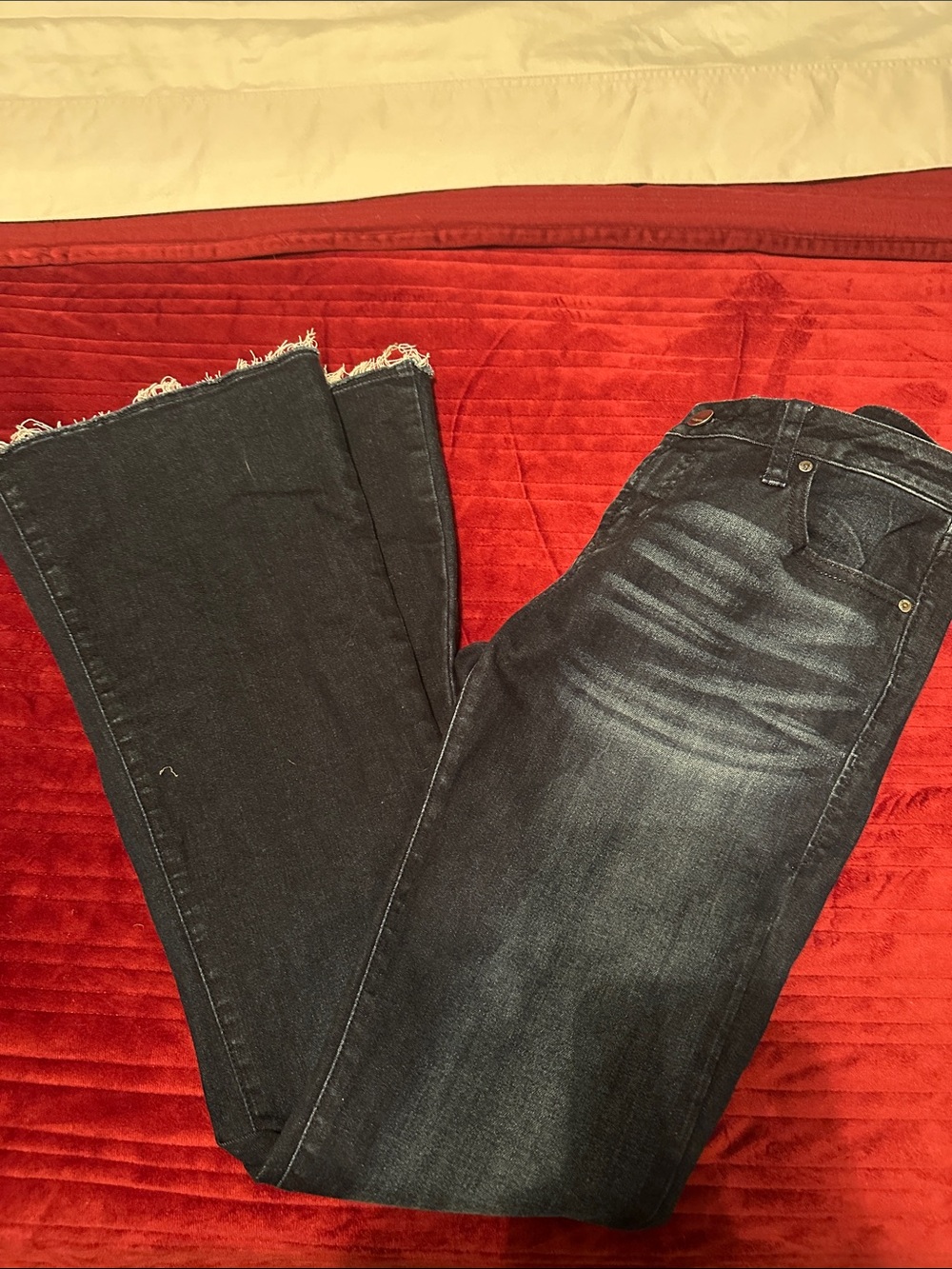 Dear John Rosie Flare denim Dark Wash Women's Bootcut Jeans rugged hem sz 28